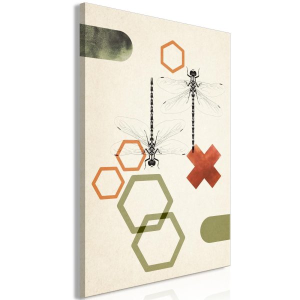 Canvas Print - Dragonflies and Geometry (1 Part) Vertical