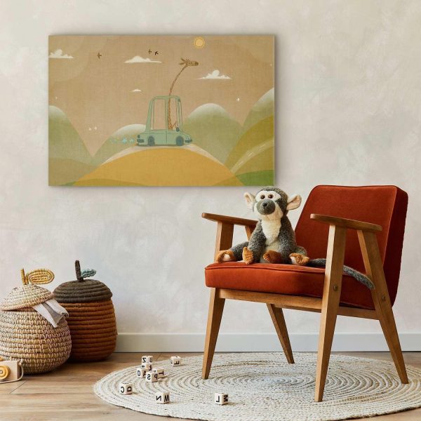 Canvas Print - Dreamy Traveler - A Cheerful Giraffe Driving a Car on a Sunny Day - Image 5