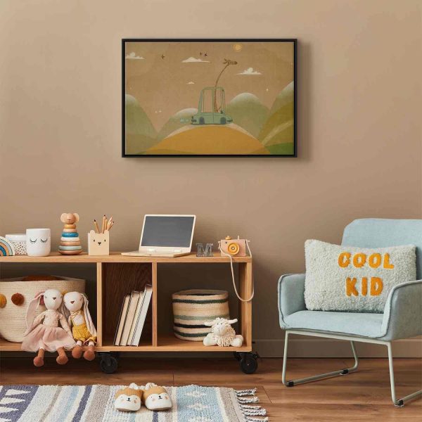 Canvas Print - Dreamy Traveler - A Cheerful Giraffe Driving a Car on a Sunny Day - Image 4