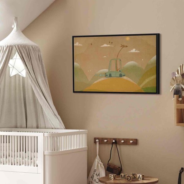 Canvas Print - Dreamy Traveler - A Cheerful Giraffe Driving a Car on a Sunny Day - Image 12