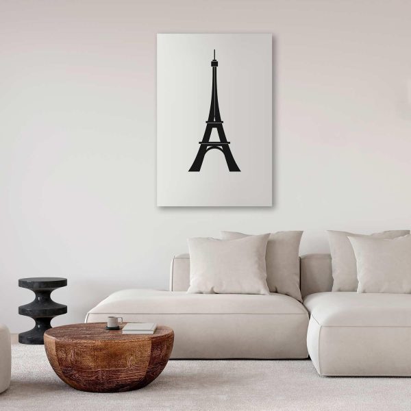 Canvas Print - Eiffel Tower Simple Graphics in Black and White - Image 2