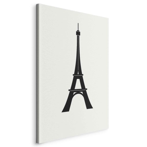 Canvas Print - Eiffel Tower Simple Graphics in Black and White