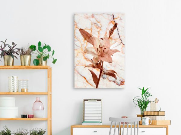 Canvas Print - Elegance of a Flower (1-part) - Delicate Lily on Marble in Sepia - Image 2