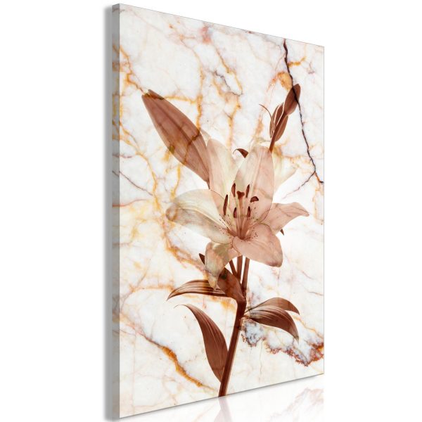 Canvas Print - Elegance of a Flower (1-part) - Delicate Lily on Marble in Sepia