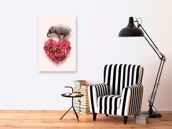 Canvas Print - Elephant Lover (1-part) - Elephant Amid Pink Flowers - Image 2
