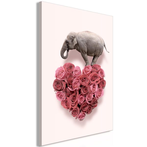 Canvas Print - Elephant Lover (1-part) - Elephant Amid Pink Flowers