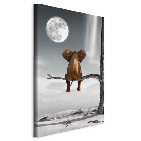 Canvas Print - Elephant and Moon (1 Part) Vertical