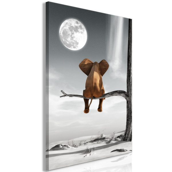 Canvas Print - Elephant and Moon (1 Part) Vertical