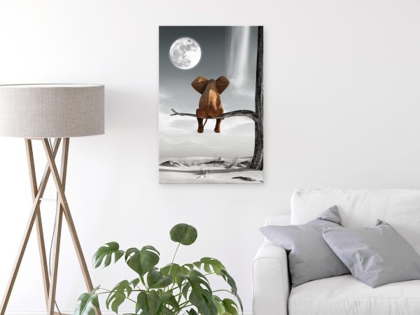 Canvas Print - Elephant and Moon (1 Part) Vertical