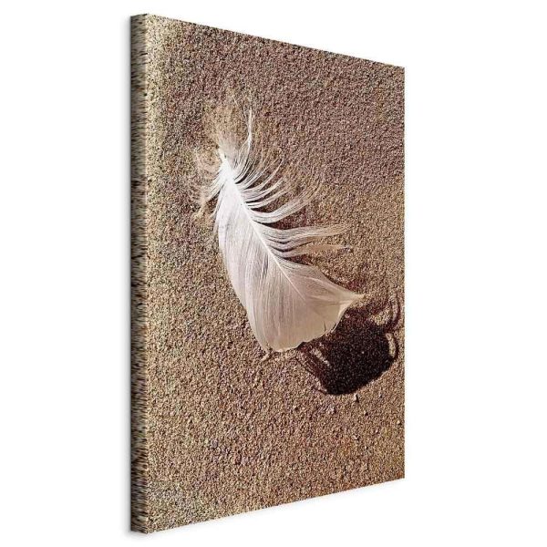 Canvas Print - Feather on the Sand (1 Part) Vertical