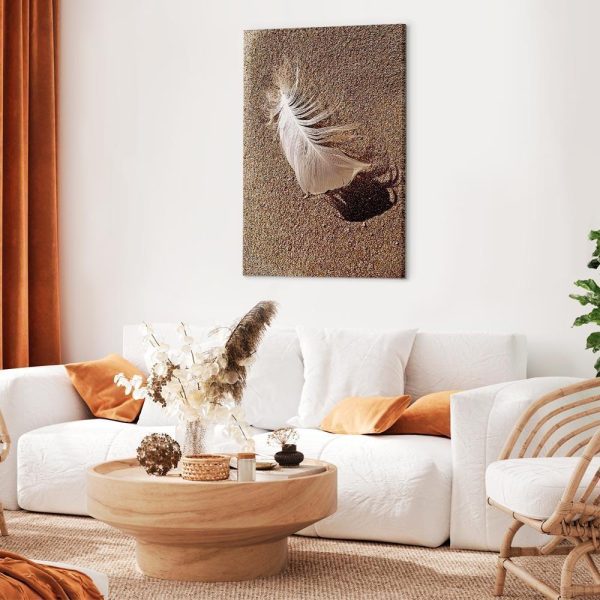 Canvas Print - Feather on the Sand (1 Part) Vertical