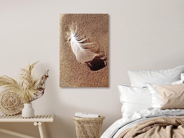 Canvas Print - Feather on the Sand (1 Part) Vertical