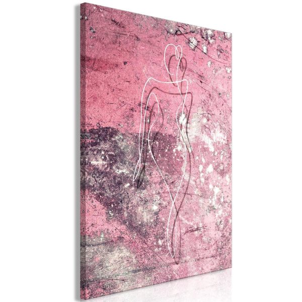 Canvas Print - Figure on Pink Background (1-part) - Female Silhouette in Marble