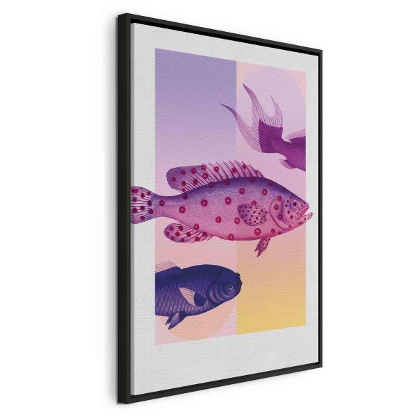 Canvas Print - Fish in Pastels - Stylized Fish Against Gradient Shapes