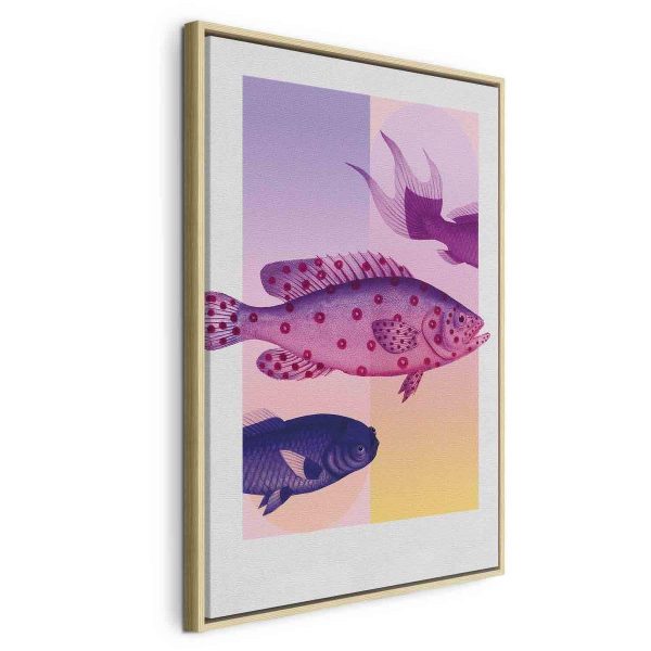 Canvas Print - Fish in Pastels - Stylized Fish Against Gradient Shapes