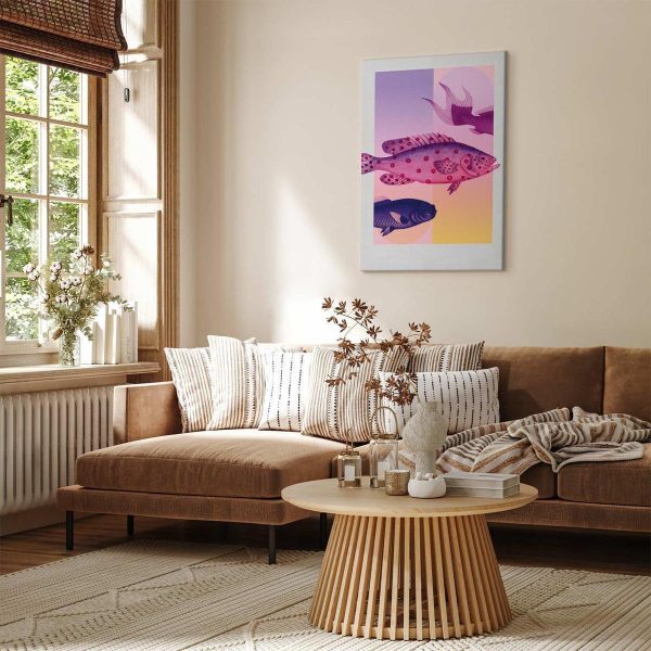 Canvas Print - Fish in Pastels - Stylized Fish Against Gradient Shapes