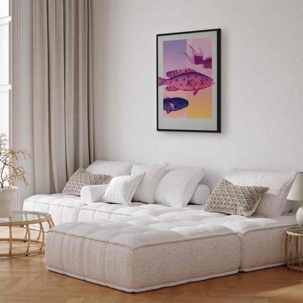 Canvas Print - Fish in Pastels - Stylized Fish Against Gradient Shapes