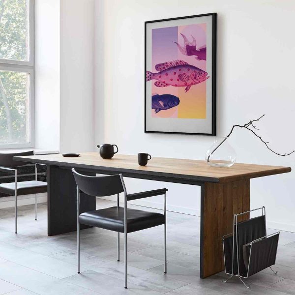 Canvas Print - Fish in Pastels - Stylized Fish Against Gradient Shapes