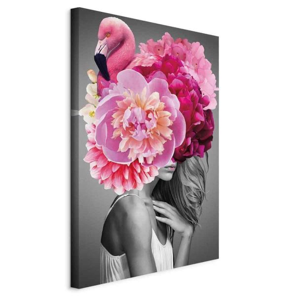 Canvas Print - Flamingo Girl (1 Part) Vertical
