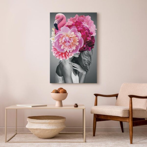 Canvas Print - Flamingo Girl (1 Part) Vertical