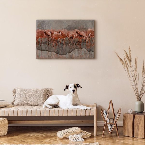 Canvas Print - Flamingo Lake (1 Part) Wide