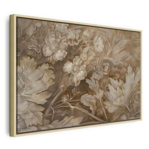 Canvas Print - Floral Ornaments Carved in Delicate Sepia and Brown Shades - Image 3