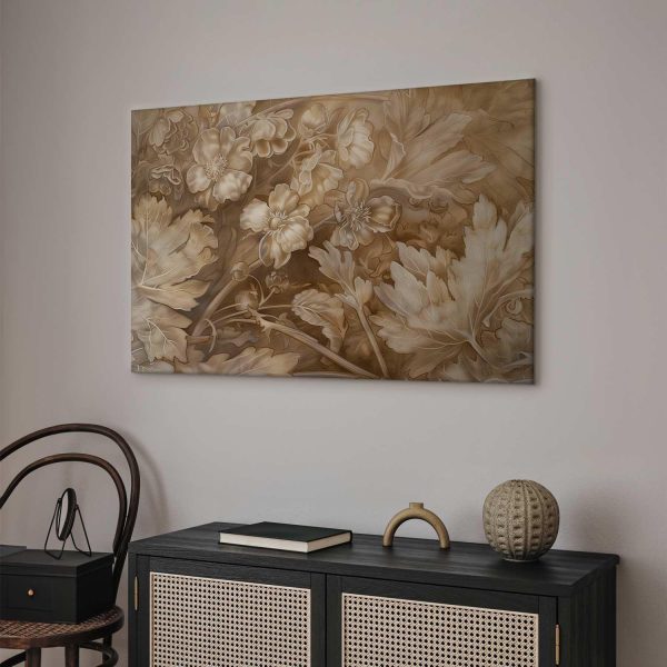 Canvas Print - Floral Ornaments Carved in Delicate Sepia and Brown Shades - Image 5