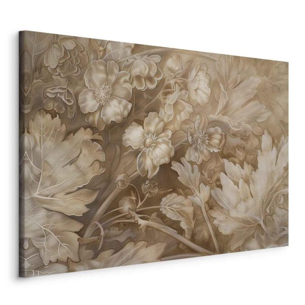 Canvas Print - Floral Ornaments Carved in Delicate Sepia and Brown Shades - Image 2