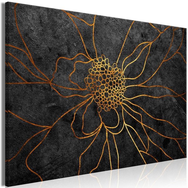 Canvas Print - Flower in Gold (1 Part) Wide