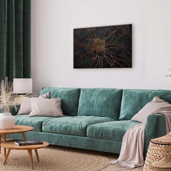 Canvas Print - Flower in Gold (1 Part) Wide