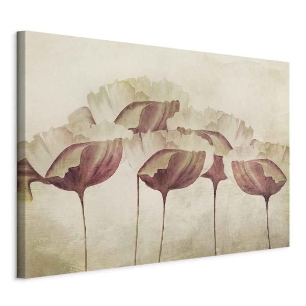 Canvas Print - Flowers in Beige (1 Part) Wide