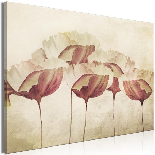 Canvas Print - Flowers in Beige (1 Part) Wide