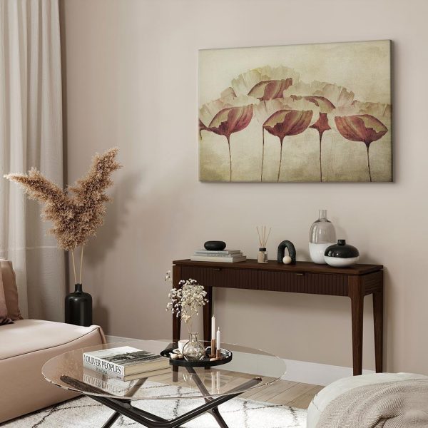 Canvas Print - Flowers in Beige (1 Part) Wide