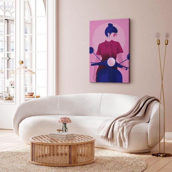 Canvas Print - Girl on Scooter (1 Part) Vertical