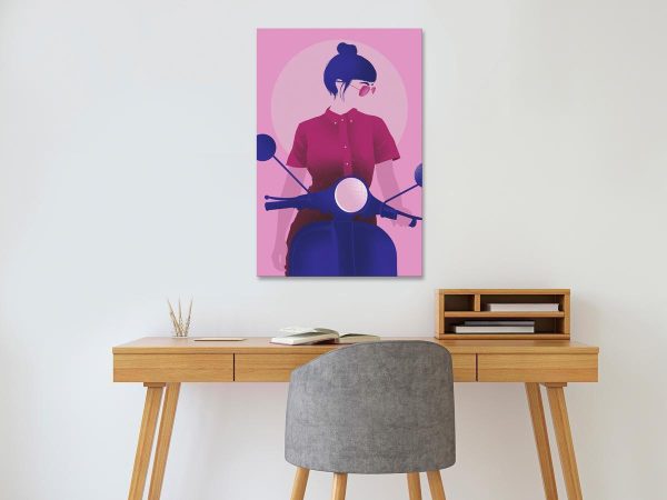 Canvas Print - Girl on Scooter (1 Part) Vertical