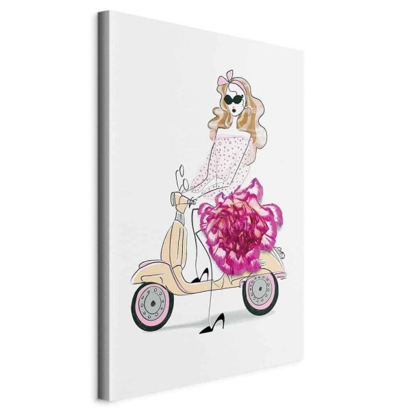 Canvas Print - Girl on a Scooter (1 Part) Vertical