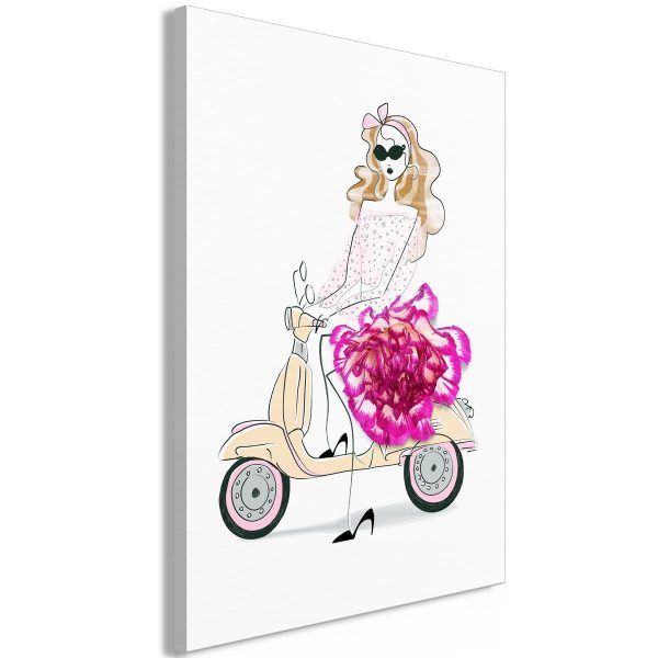 Canvas Print - Girl on a Scooter (1 Part) Vertical