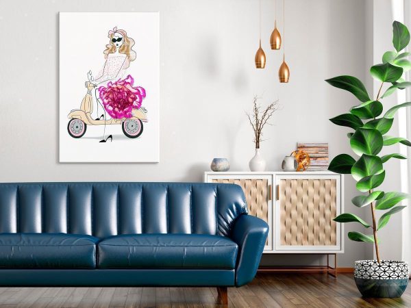 Canvas Print - Girl on a Scooter (1 Part) Vertical