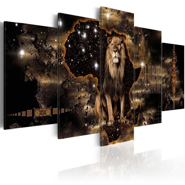 Canvas Print - Golden Lion (5 Parts) Wide - Image 2