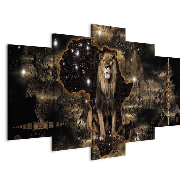 Canvas Print - Golden Lion (5 Parts) Wide