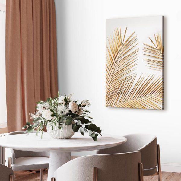 Canvas Print - Golden Palm Leaves (1 Part) Vertical