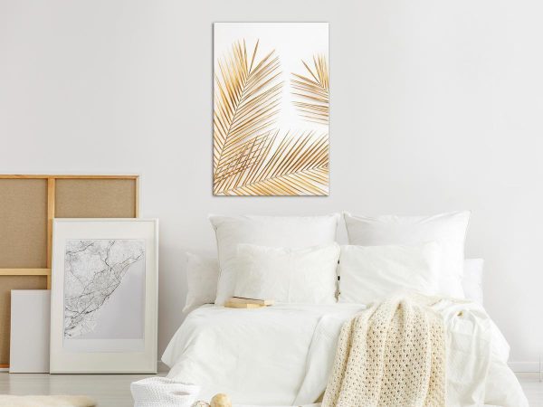Canvas Print - Golden Palm Leaves (1 Part) Vertical