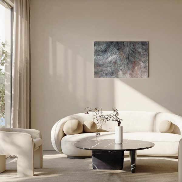 Canvas Print - Grey Feather (1 Part) Wide
