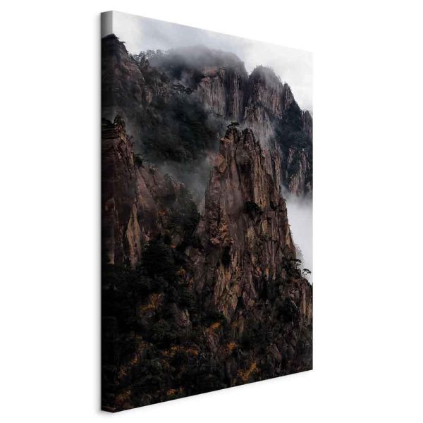 Canvas Print - Heart of Mountain Landscape (1-part) - Clouds Amid Rocks