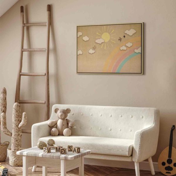 Canvas Print - Holiday Sky - Sunny Day with a Rainbow and Flying Birds - Image 13