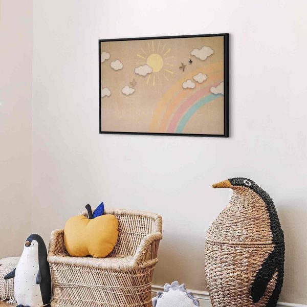 Canvas Print - Holiday Sky - Sunny Day with a Rainbow and Flying Birds - Image 4