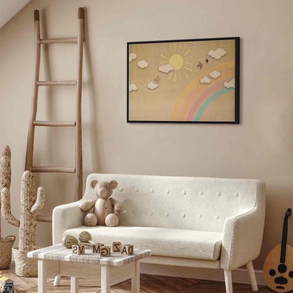 Canvas Print - Holiday Sky - Sunny Day with a Rainbow and Flying Birds - Image 12