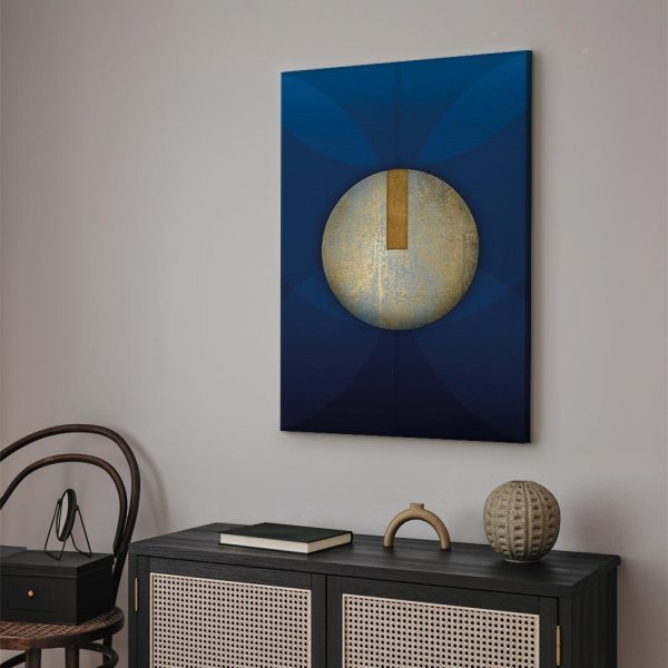 Canvas Print - In the Shadow of Classic Blue (1-part) - Golden Circle in Abstraction