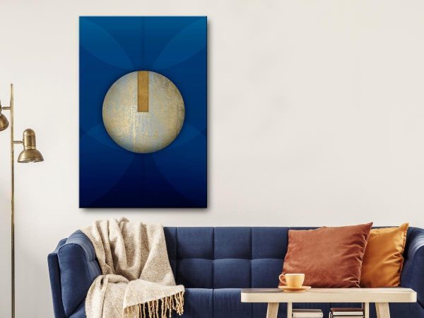 Canvas Print - In the Shadow of Classic Blue (1-part) - Golden Circle in Abstraction
