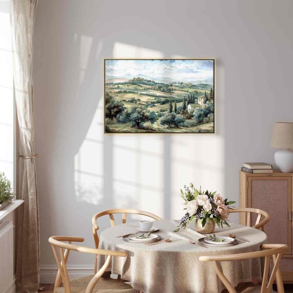 Canvas Print - Landscape with Green Fields and Trees Tuscan Sunny View - Image 13